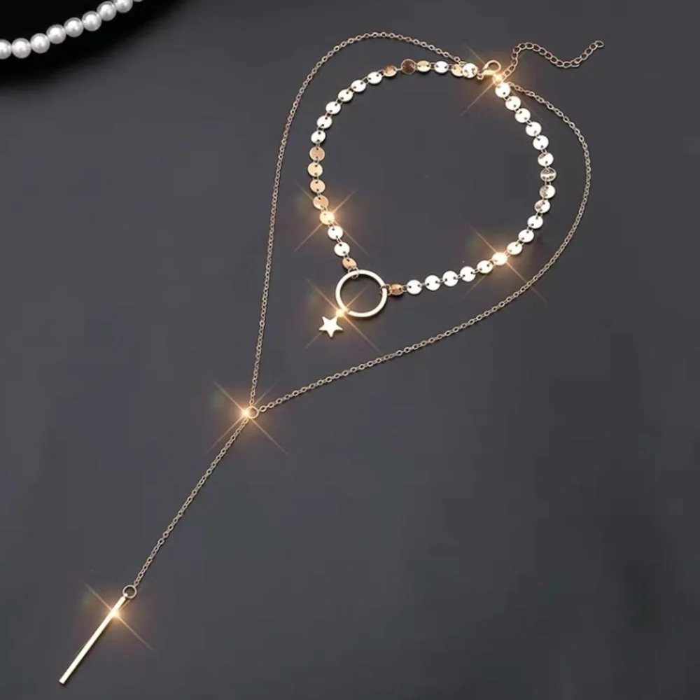 Gold-Tone tow-rows choker & necklace